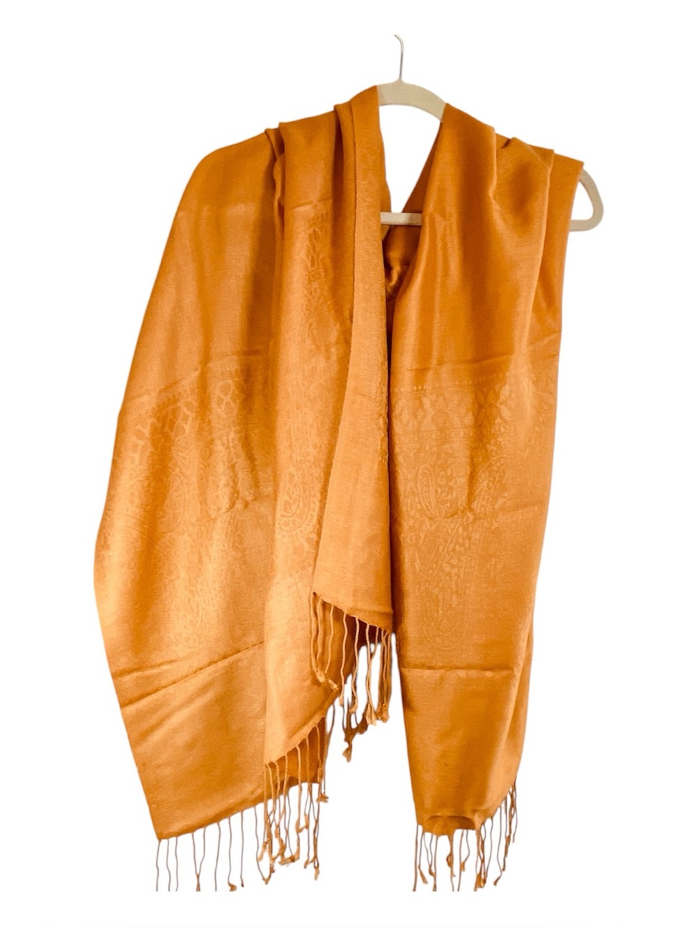 Mustard/Apricot Large Pashmina Scarf Wrap Fringe